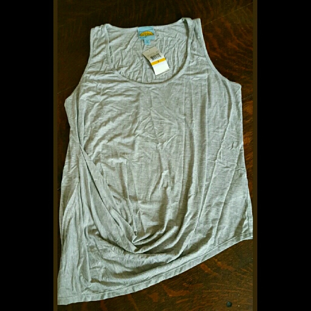 C&C CALIFORNIA Asymmetric Hem Drapey Tank Top Grey